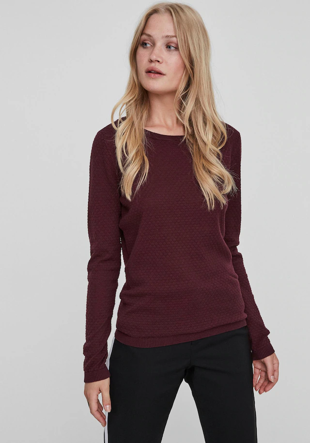 Vero Moda Rundhalspullover »VMCARE STRUCTURE LS O-NECK BLOUSE« aus Baumwolle
