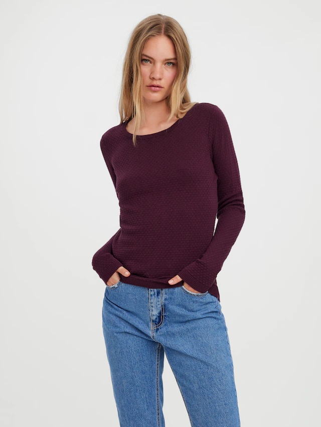 Vero Moda Rundhalspullover »VMCARE STRUCTURE LS O-NECK BLOUSE« aus Baumwolle