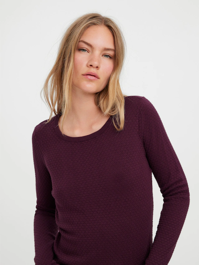 Vero Moda Rundhalspullover »VMCARE STRUCTURE LS O-NECK BLOUSE« aus Baumwolle