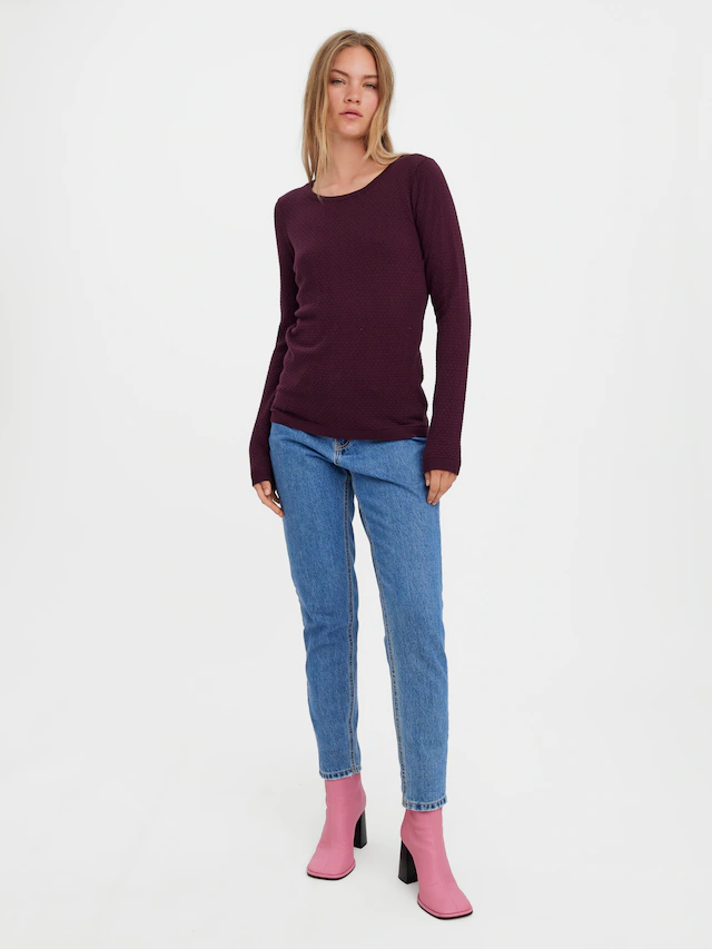Vero Moda Rundhalspullover »VMCARE STRUCTURE LS O-NECK BLOUSE« aus Baumwolle