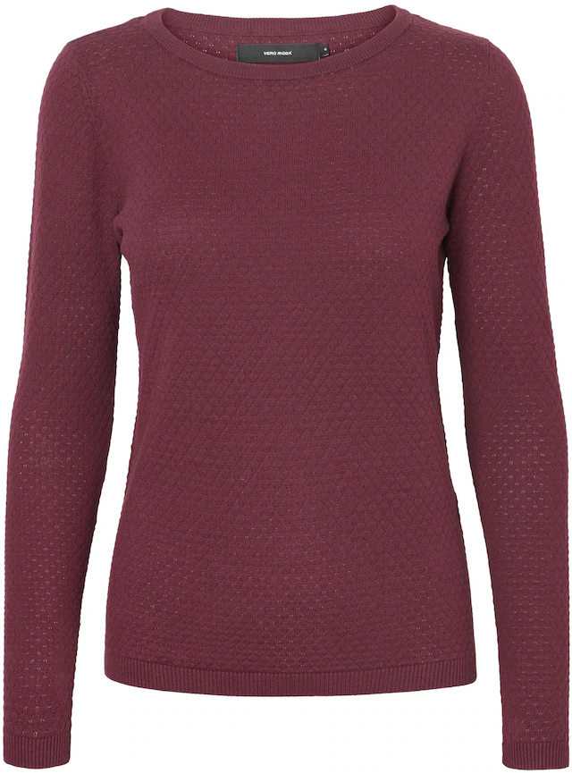 Vero Moda Rundhalspullover »VMCARE STRUCTURE LS O-NECK BLOUSE« aus Baumwolle