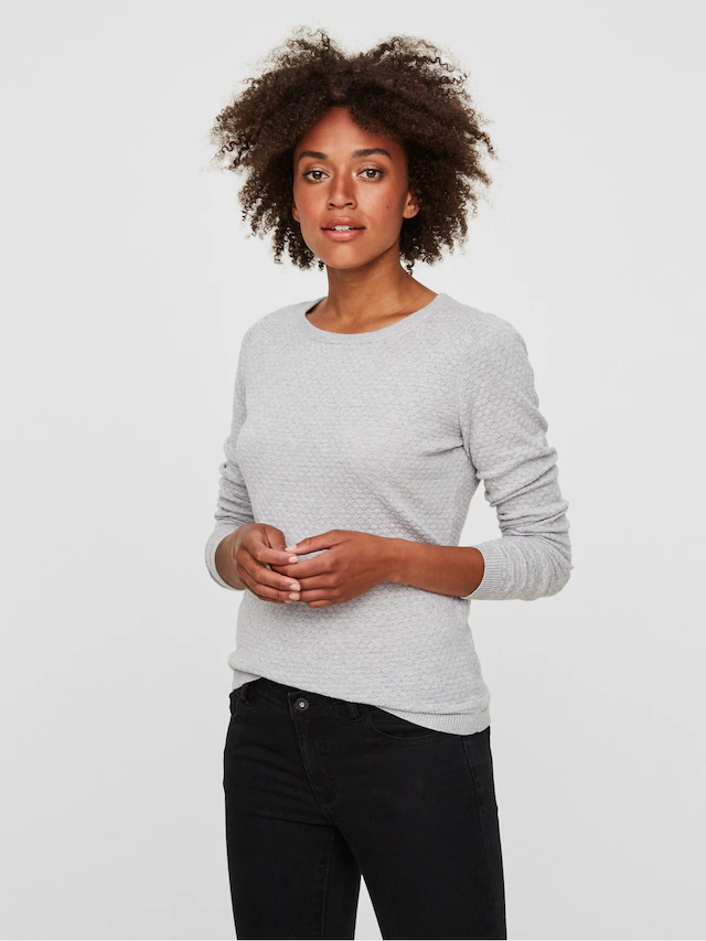 Vero Moda Rundhalspullover »VMCARE STRUCTURE LS O-NECK BLOUSE« aus Baumwolle