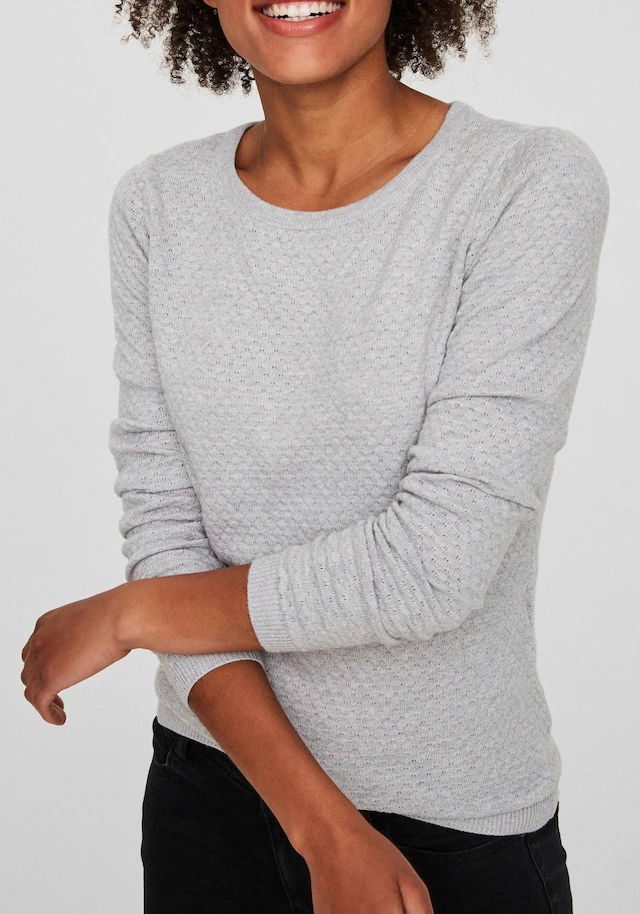 Vero Moda Rundhalspullover »VMCARE STRUCTURE LS O-NECK BLOUSE« aus Baumwolle
