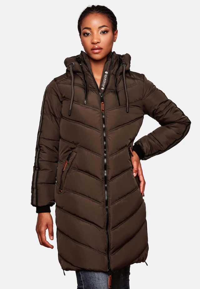 Marikoo Wintermantel »Armasa« modischer Damen Winter Steppmantel mit Kapuze