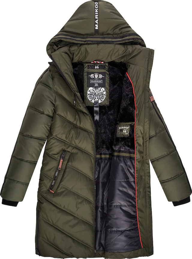 Marikoo Wintermantel »Armasa« modischer Damen Winter Steppmantel mit Kapuze