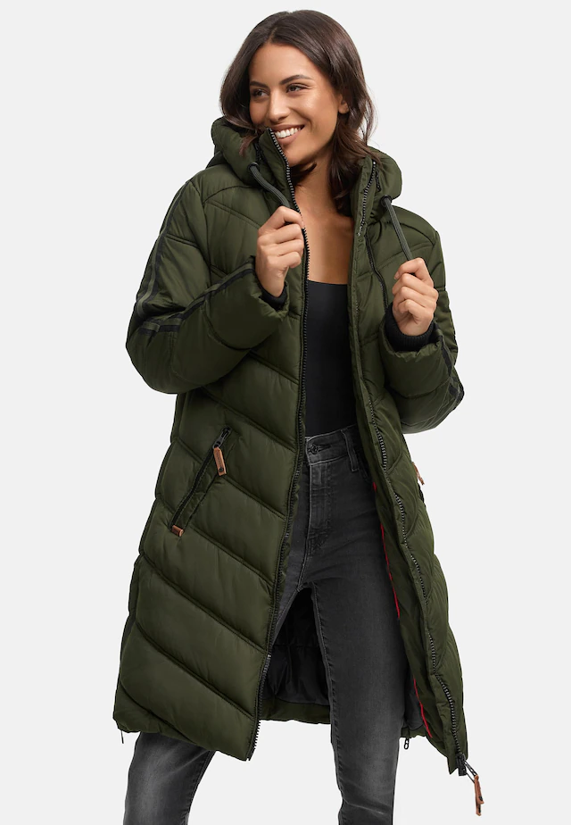 Marikoo Wintermantel »Armasa« modischer Damen Winter Steppmantel mit Kapuze
