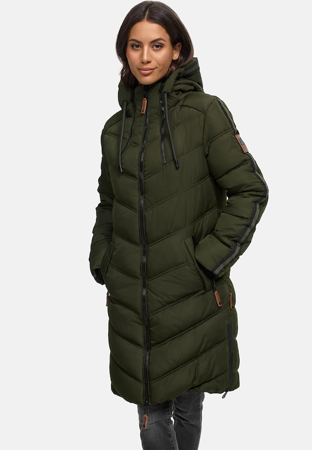 Marikoo Wintermantel »Armasa« modischer Damen Winter Steppmantel mit Kapuze