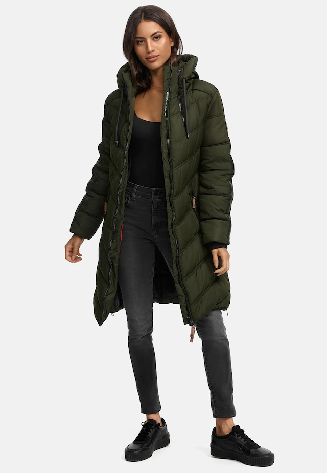 Marikoo Wintermantel »Armasa« modischer Damen Winter Steppmantel mit Kapuze