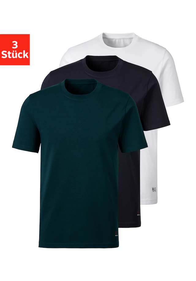H.I.S T-Shirt »Unterziehshirt mit Rundhals« 3er-Pack, aus Baumwoll-Mix