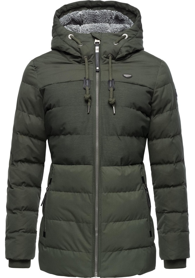 Ragwear Winterjacke »Quantic« mit Kapuze stylische Steppjacke mit Teddyfell-Kapuze