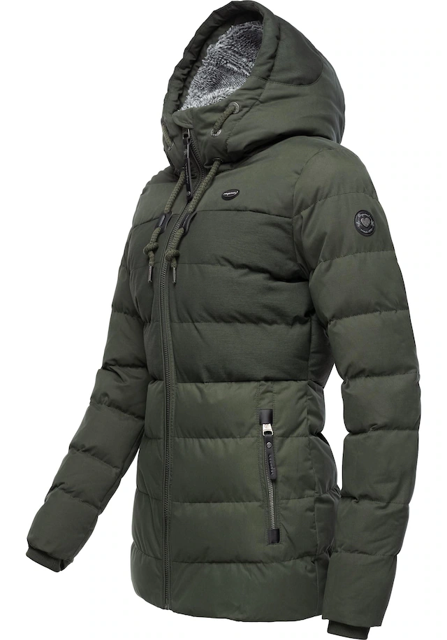 Ragwear Winterjacke »Quantic« mit Kapuze stylische Steppjacke mit Teddyfell-Kapuze