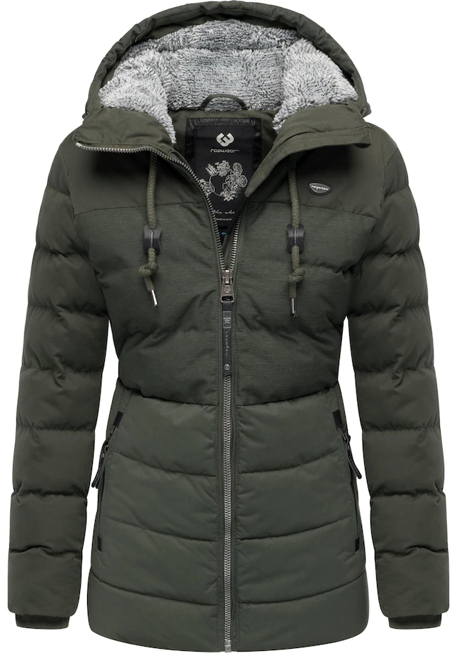 Ragwear Winterjacke »Quantic« mit Kapuze stylische Steppjacke mit Teddyfell-Kapuze