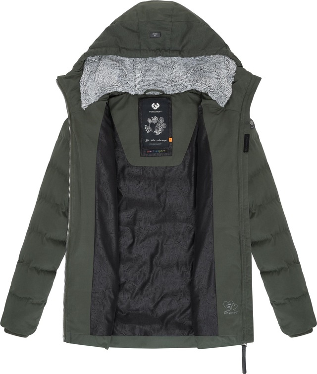 Ragwear Winterjacke »Quantic« mit Kapuze stylische Steppjacke mit Teddyfell-Kapuze