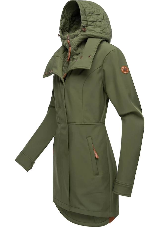 Ragwear Softshellmantel »Ybela« sportliche, gefütterte Outdoorjacke mit Kapuze