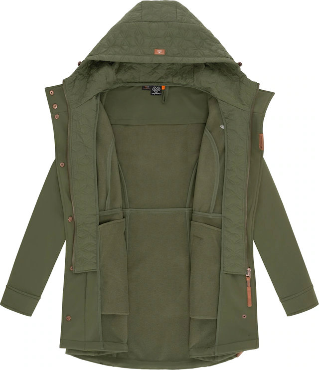 Ragwear Softshellmantel »Ybela« sportliche, gefütterte Outdoorjacke mit Kapuze
