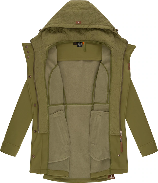 Ragwear Softshellmantel »Ybela« sportliche, gefütterte Outdoorjacke mit Kapuze