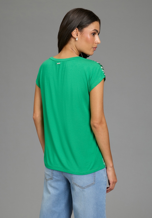 Laura Scott Shirtbluse »im Materialmix mit Satin, verschiedene Muster für jeden Geschmack,« femininer Stil, Rundhalsausschnitt, lockere Passform