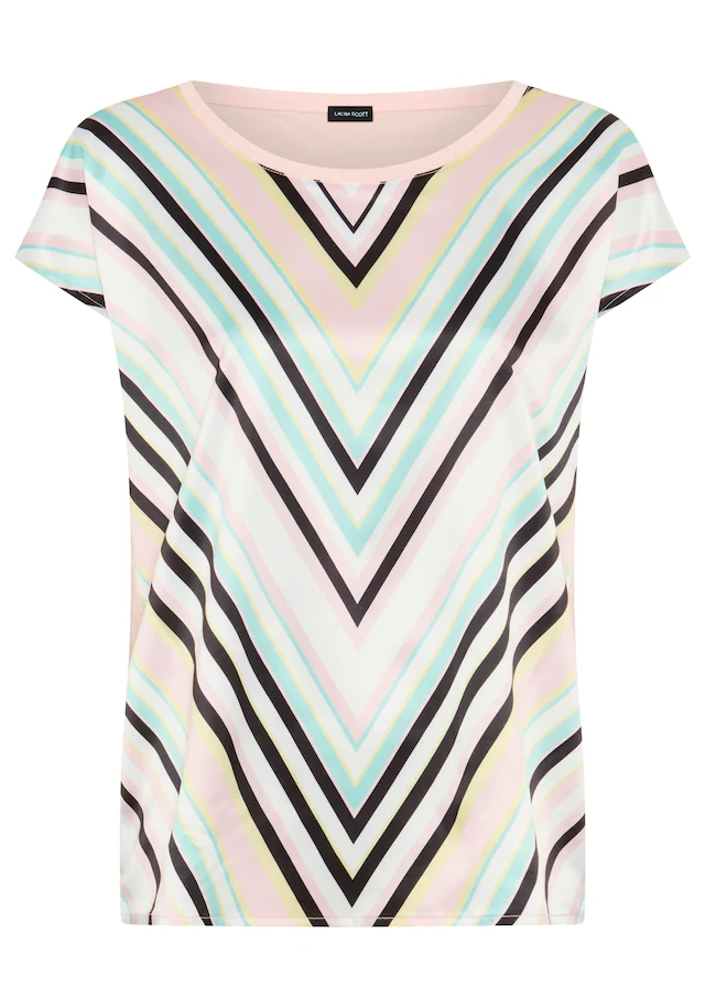 Laura Scott Shirtbluse »im Materialmix mit Satin, verschiedene Muster für jeden Geschmack,« femininer Stil, Rundhalsausschnitt, lockere Passform