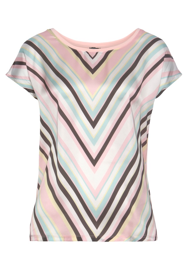 Laura Scott Shirtbluse »im Materialmix mit Satin, verschiedene Muster für jeden Geschmack,« femininer Stil, Rundhalsausschnitt, lockere Passform