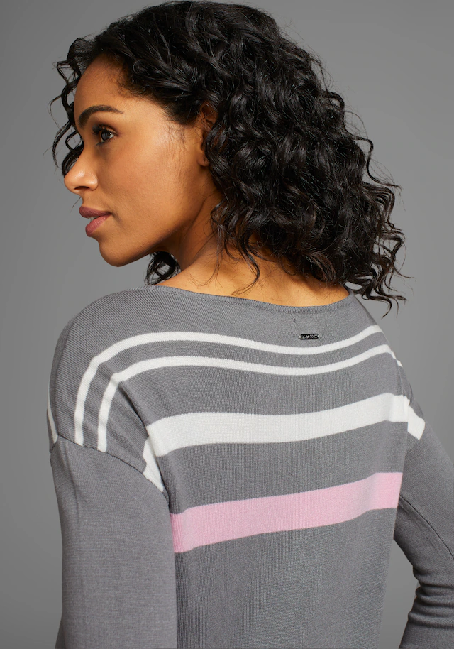 Laura Scott Strickpullover in Streifen-Design mit Glitzersteinen