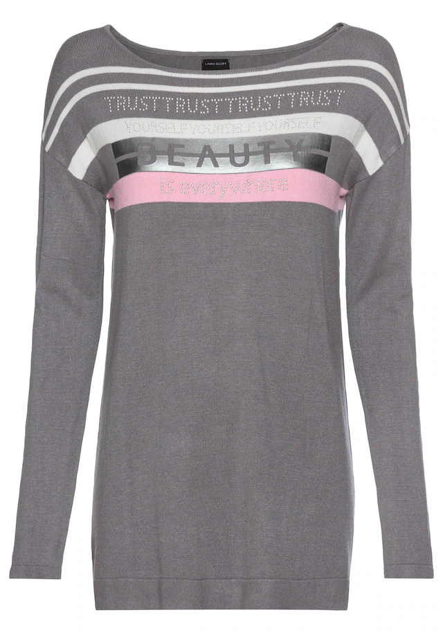Laura Scott Strickpullover in Streifen-Design mit Glitzersteinen