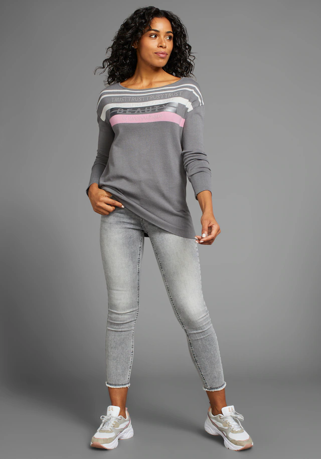 Laura Scott Strickpullover in Streifen-Design mit Glitzersteinen
