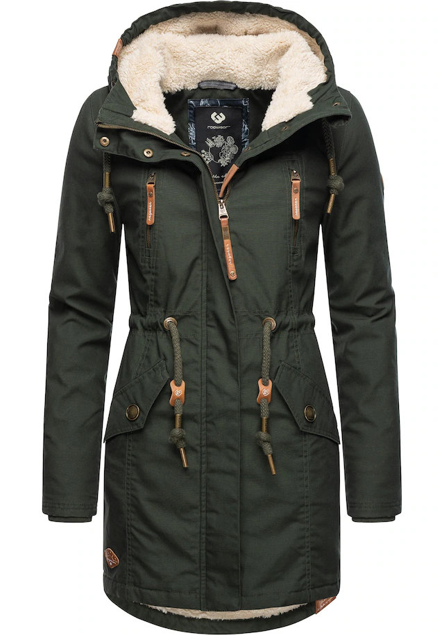 Ragwear Wintermantel »Elsie« stylischer Winterparka mit Kapuze und Teddyfleece