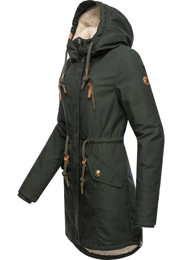 Ragwear Wintermantel »Elsie« stylischer Winterparka mit Kapuze und Teddyfleece