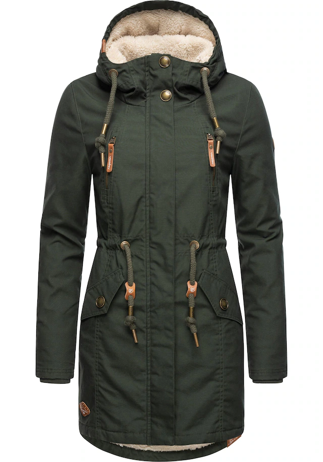 Ragwear Wintermantel »Elsie« stylischer Winterparka mit Kapuze und Teddyfleece