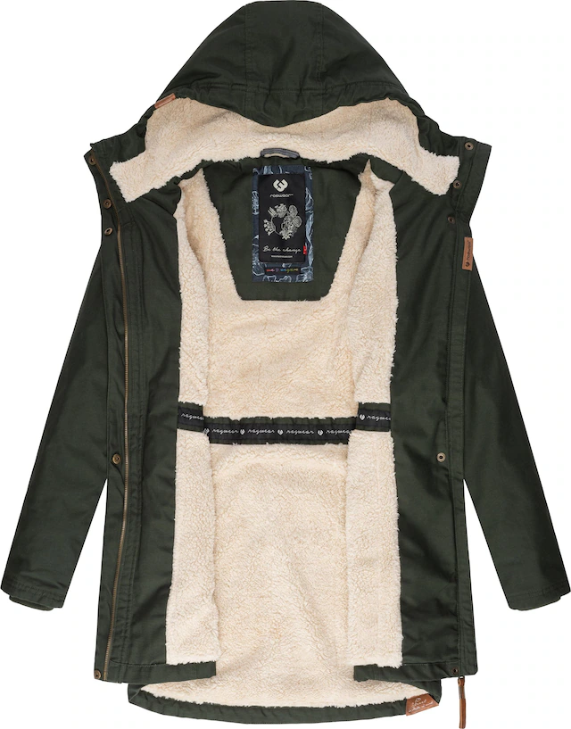 Ragwear Wintermantel »Elsie« stylischer Winterparka mit Kapuze und Teddyfleece