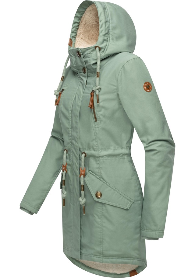 Ragwear Wintermantel »Elsie« stylischer Winterparka mit Kapuze und Teddyfleece