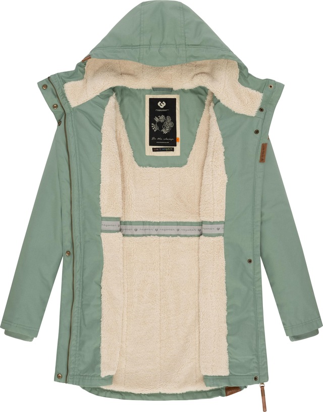 Ragwear Wintermantel »Elsie« stylischer Winterparka mit Kapuze und Teddyfleece