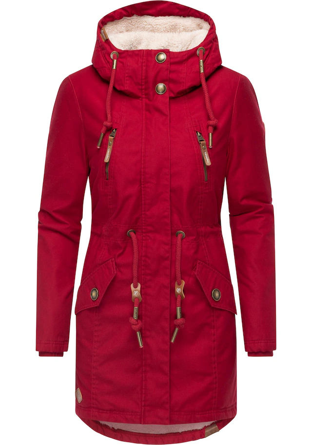 Ragwear Wintermantel »Elsie« stylischer Winterparka mit Kapuze und Teddyfleece