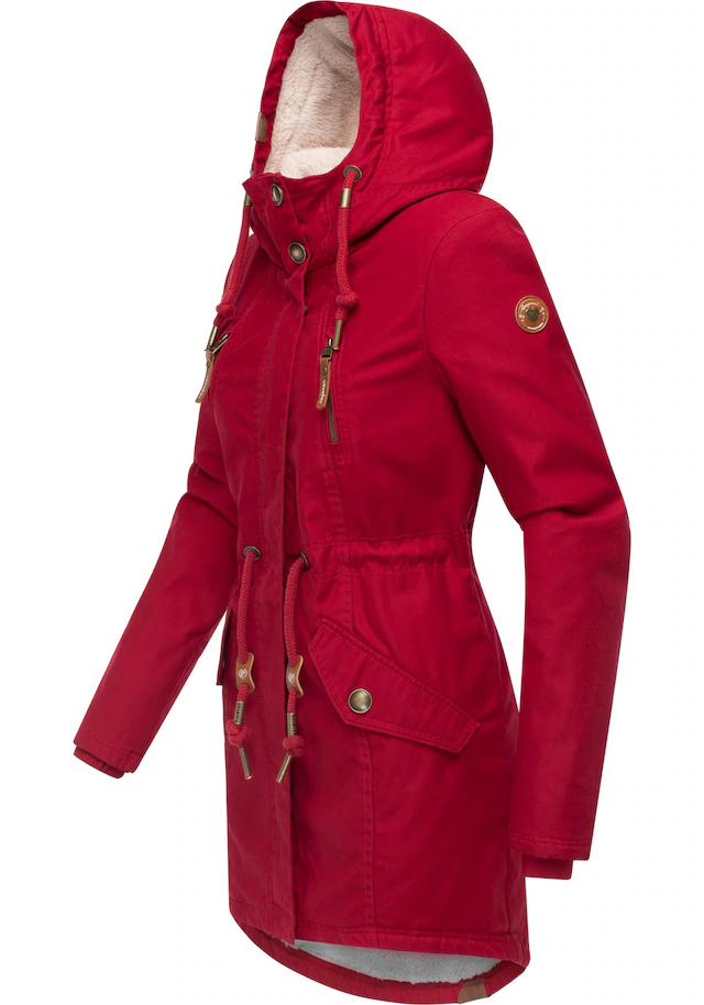 Ragwear Wintermantel »Elsie« stylischer Winterparka mit Kapuze und Teddyfleece