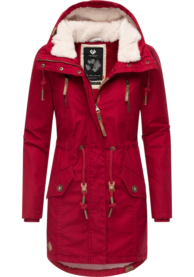 Ragwear Wintermantel »Elsie« stylischer Winterparka mit Kapuze und Teddyfleece