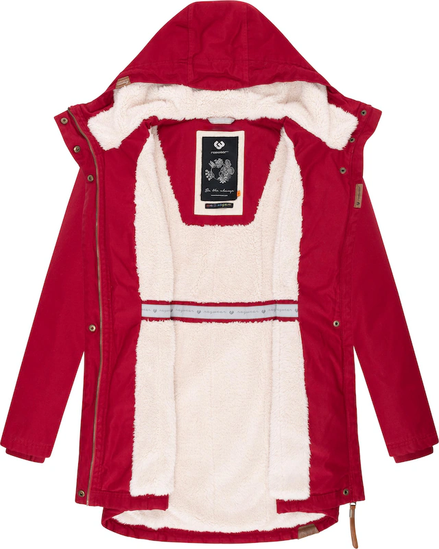 Ragwear Wintermantel »Elsie« stylischer Winterparka mit Kapuze und Teddyfleece