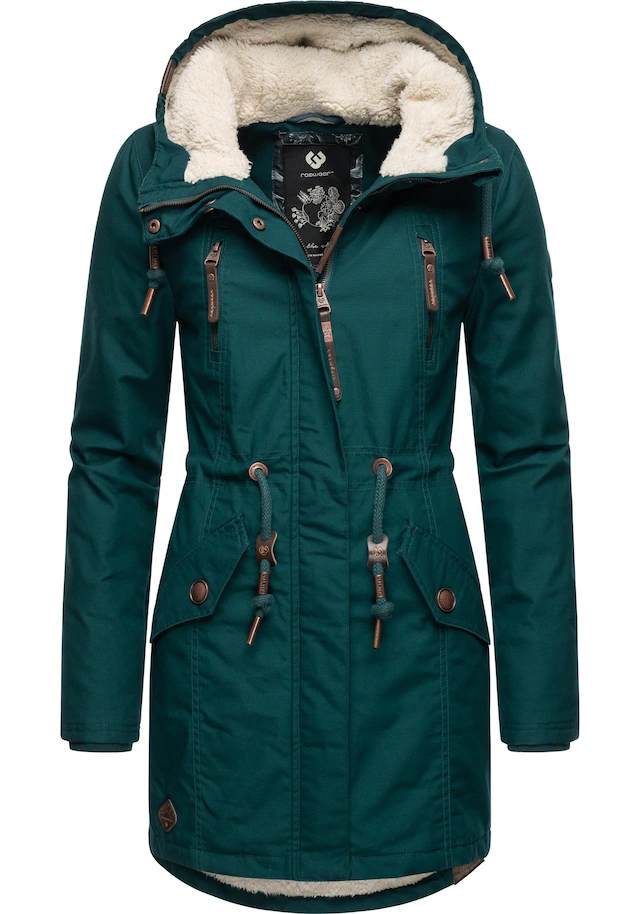 Ragwear Wintermantel »Elsie« stylischer Winterparka mit Kapuze und Teddyfleece