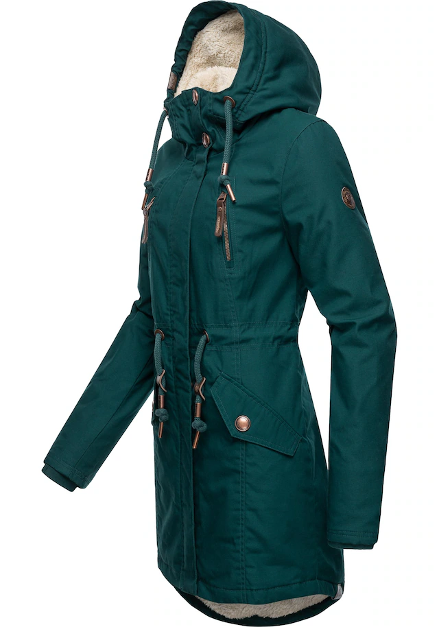 Ragwear Wintermantel »Elsie« stylischer Winterparka mit Kapuze und Teddyfleece