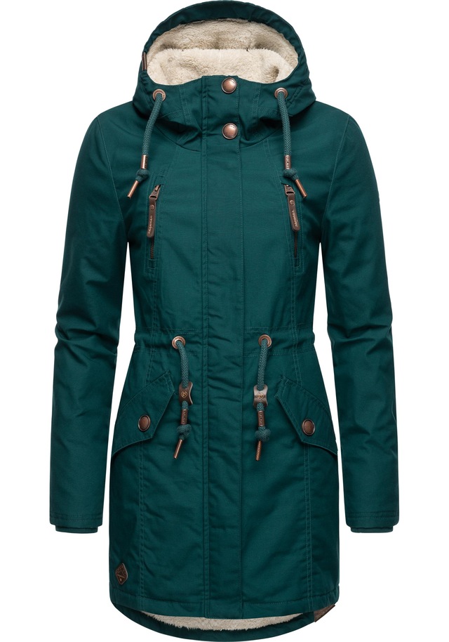 Ragwear Wintermantel »Elsie« stylischer Winterparka mit Kapuze und Teddyfleece