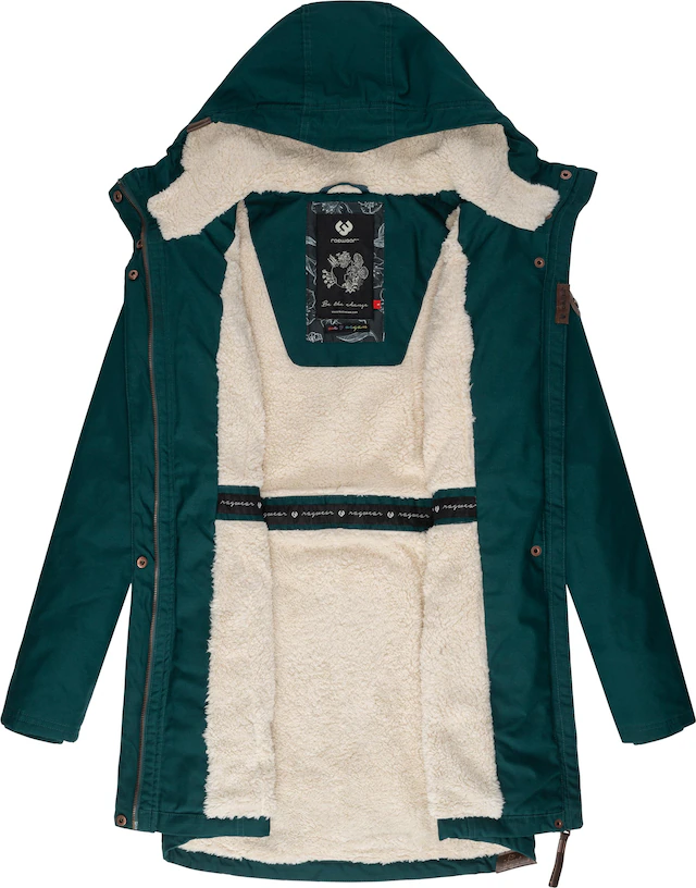 Ragwear Wintermantel »Elsie« stylischer Winterparka mit Kapuze und Teddyfleece