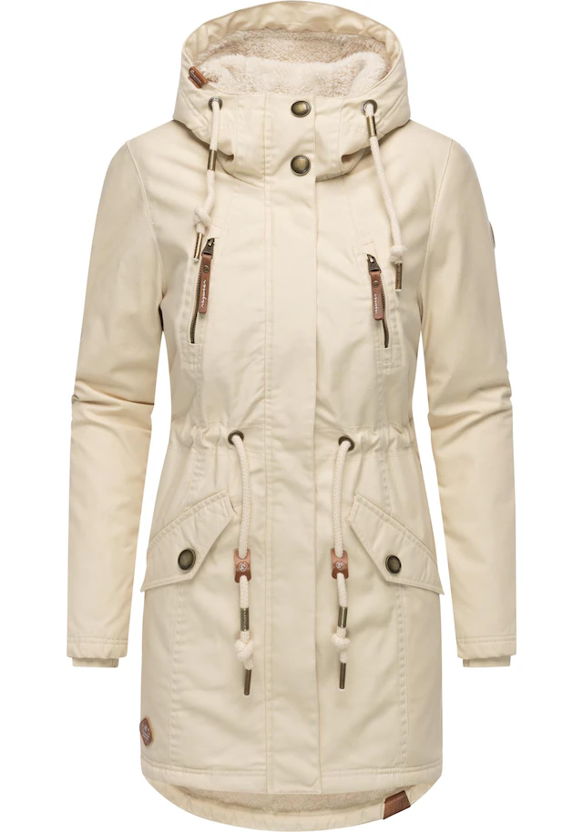 Ragwear Wintermantel »Elsie« stylischer Winterparka mit Kapuze und Teddyfleece