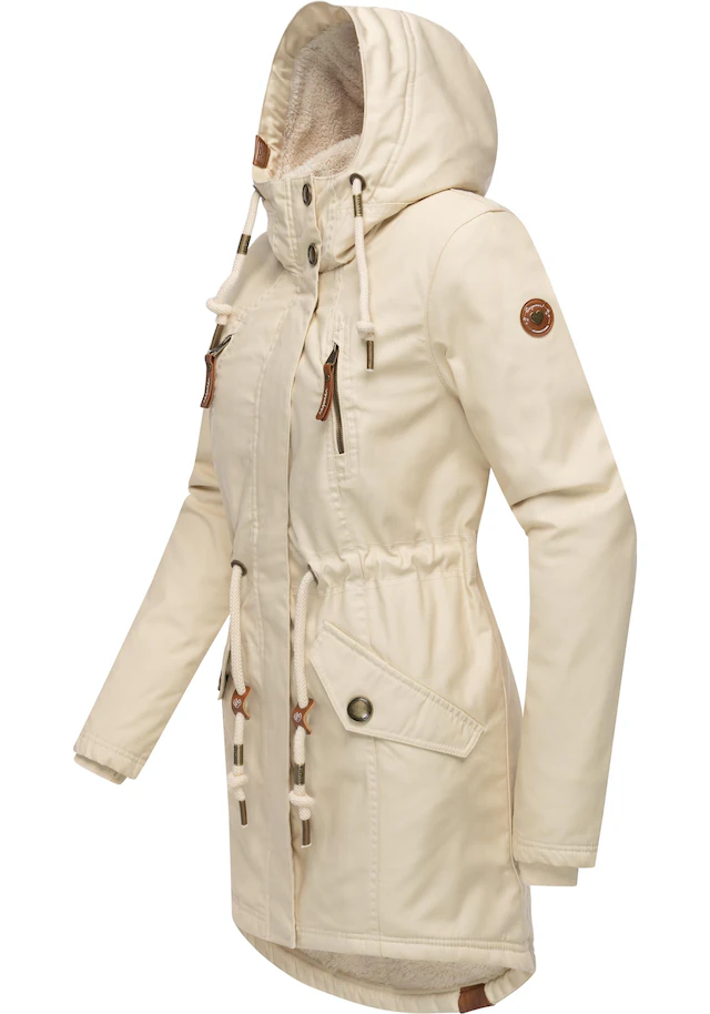 Ragwear Wintermantel »Elsie« stylischer Winterparka mit Kapuze und Teddyfleece