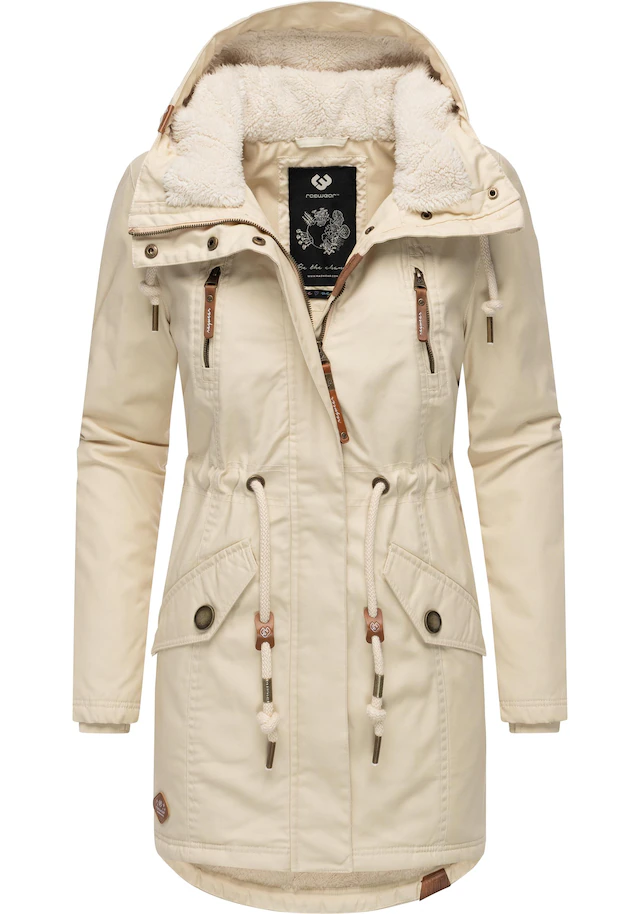 Ragwear Wintermantel »Elsie« stylischer Winterparka mit Kapuze und Teddyfleece
