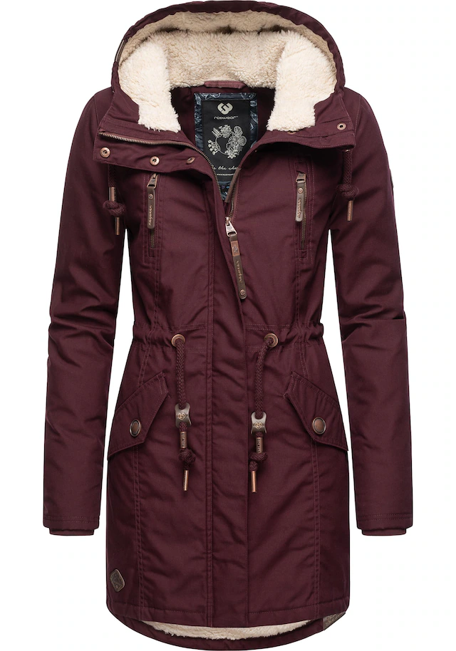 Ragwear Wintermantel »Elsie« stylischer Winterparka mit Kapuze und Teddyfleece