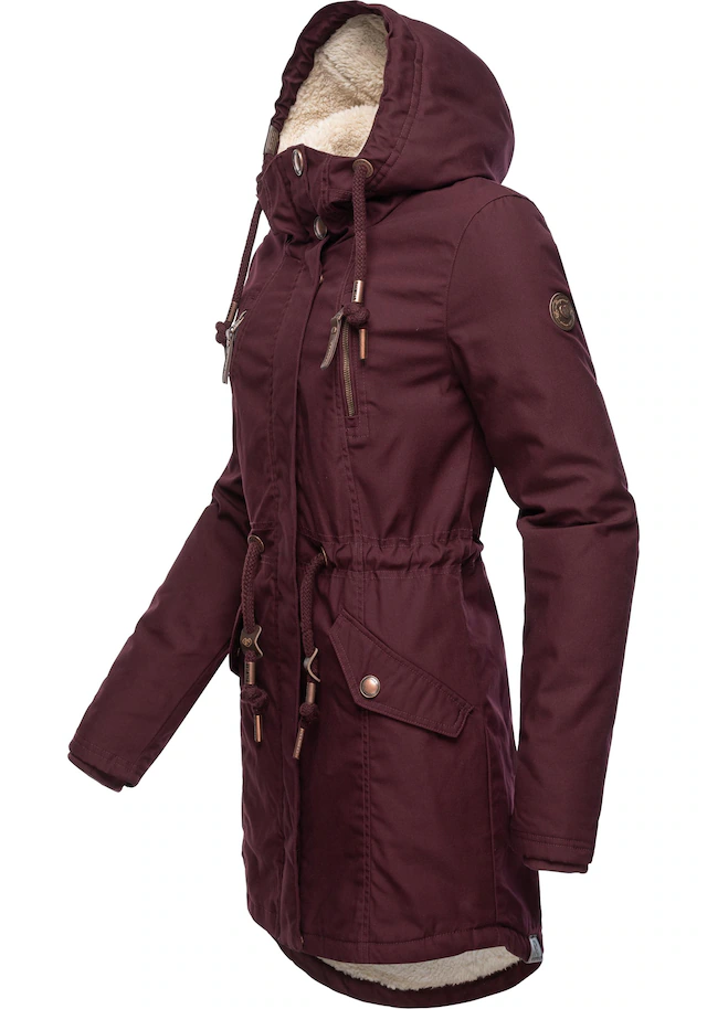 Ragwear Wintermantel »Elsie« stylischer Winterparka mit Kapuze und Teddyfleece