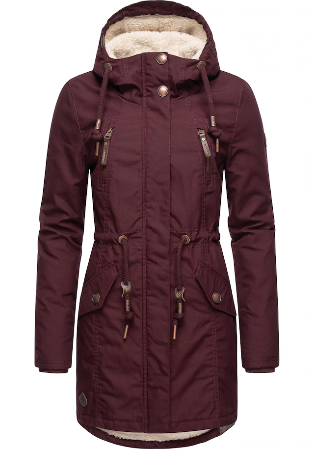 Ragwear Wintermantel »Elsie« stylischer Winterparka mit Kapuze und Teddyfleece