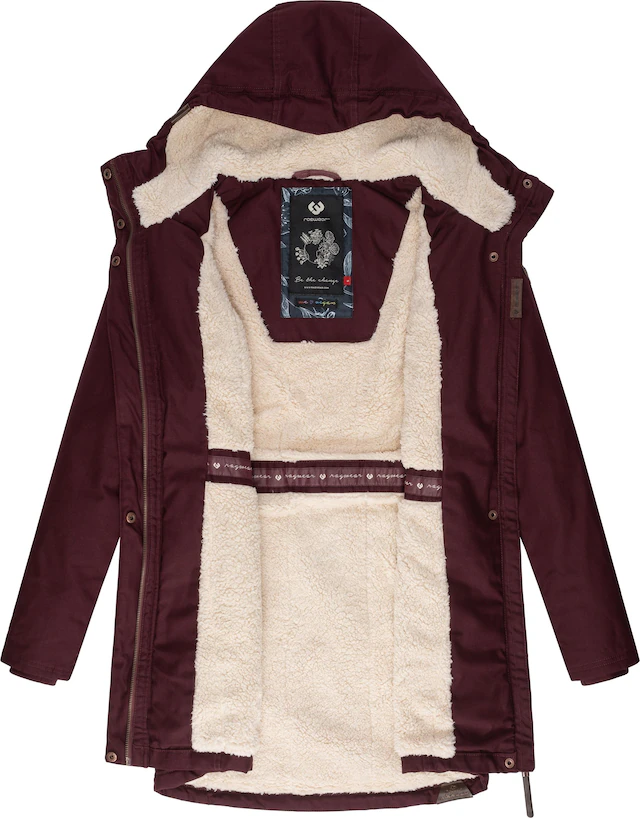 Ragwear Wintermantel »Elsie« stylischer Winterparka mit Kapuze und Teddyfleece