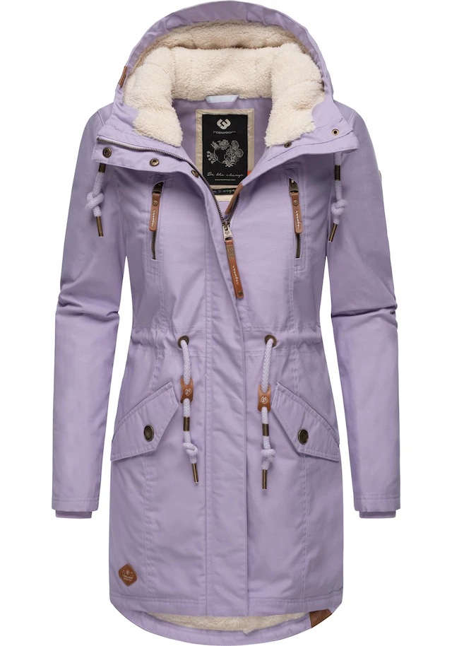 Ragwear Wintermantel »Elsie« stylischer Winterparka mit Kapuze und Teddyfleece