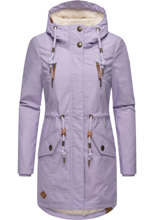 Ragwear Wintermantel »Elsie« stylischer Winterparka mit Kapuze und Teddyfleece