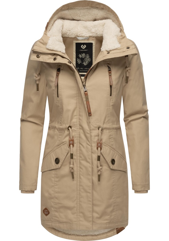 Ragwear Wintermantel »Elsie« stylischer Winterparka mit Kapuze und Teddyfleece